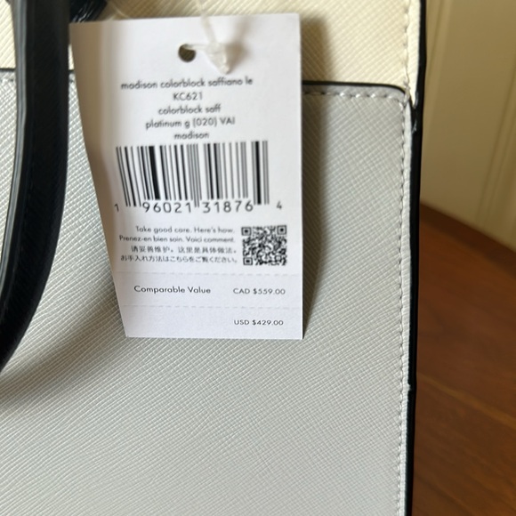 Kate Spade Madison Colorblock Saffiano Leather Medium Satchel Platinum Grey NWT - Picture 4 of 7